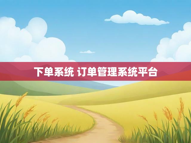 下单系统 订单管理系统平台