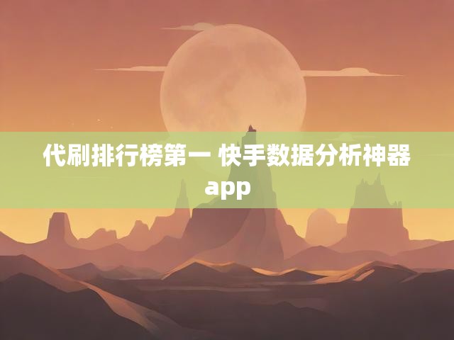 代刷排行榜第一 快手数据分析神器app