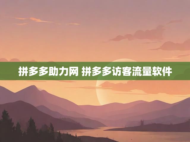 拼多多助力网 拼多多访客流量软件