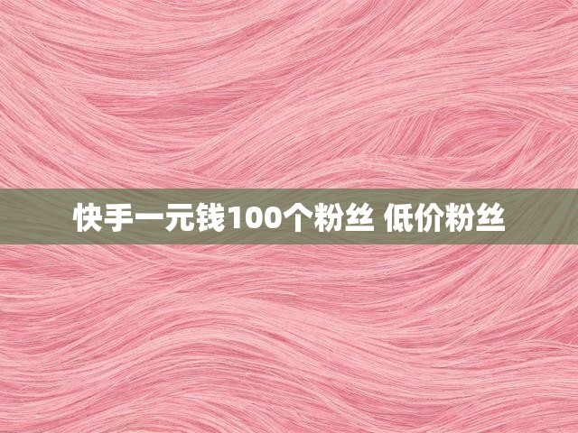 快手一元钱100个粉丝 低价粉丝