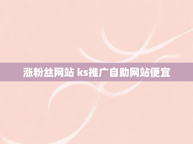 涨粉丝网站 ks推广自助网站便宜