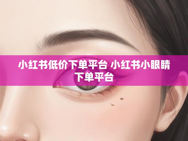 小红书低价下单平台 小红书小眼睛下单平台