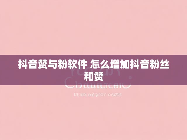 抖音赞与粉软件 怎么增加抖音粉丝和赞