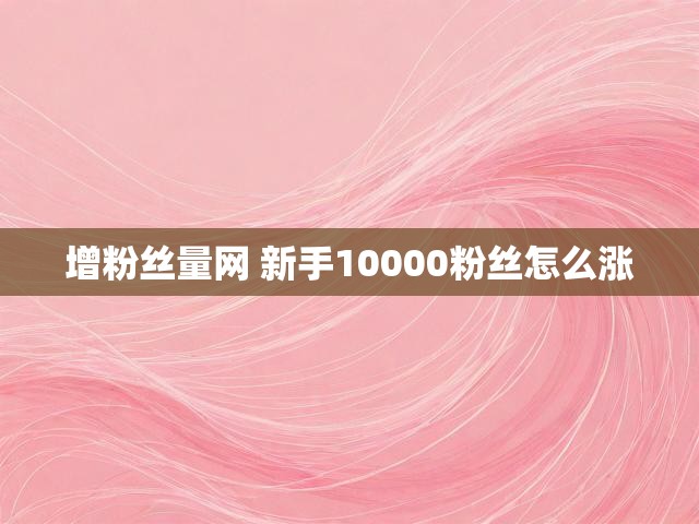 增粉丝量网 新手10000粉丝怎么涨