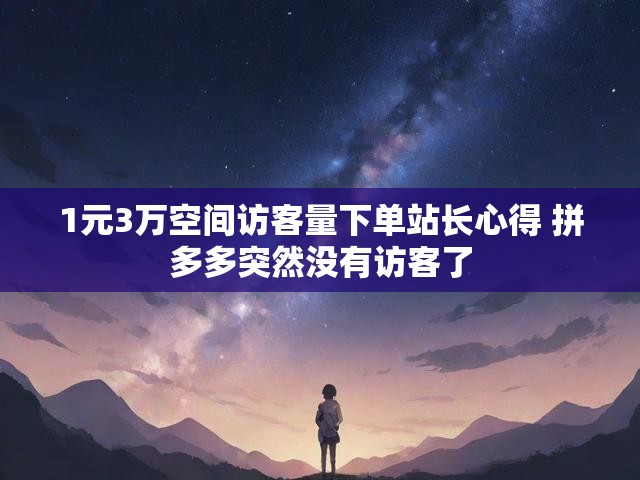 1元3万空间访客量下单站长心得 拼多多突然没有访客了
