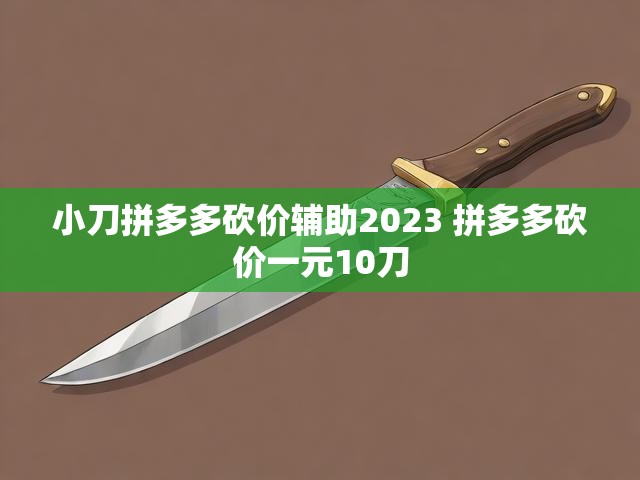 小刀拼多多砍价辅助2023 拼多多砍价一元10刀
