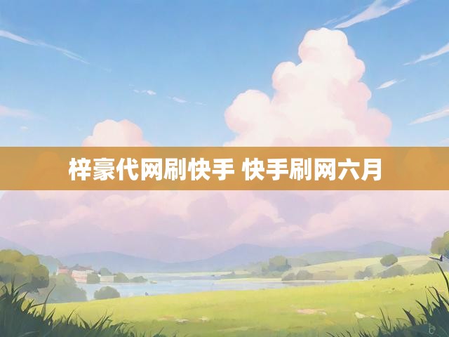 梓豪代网刷快手 快手刷网六月