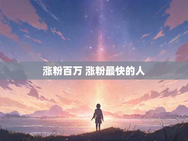 涨粉百万 涨粉最快的人