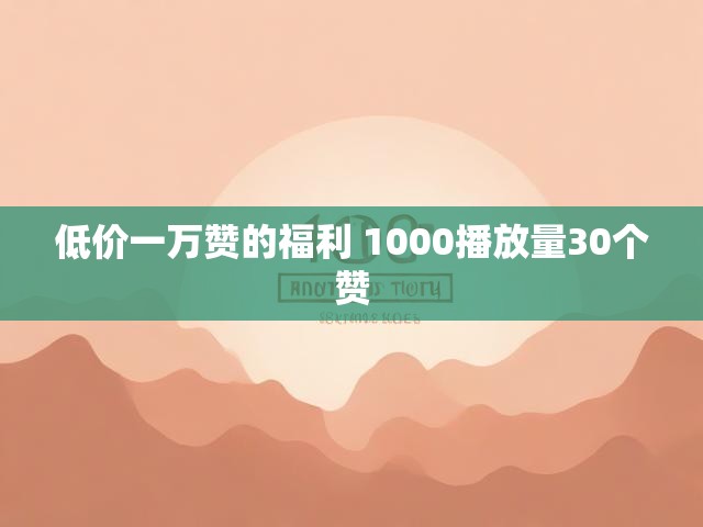 低价一万赞的福利 1000播放量30个赞