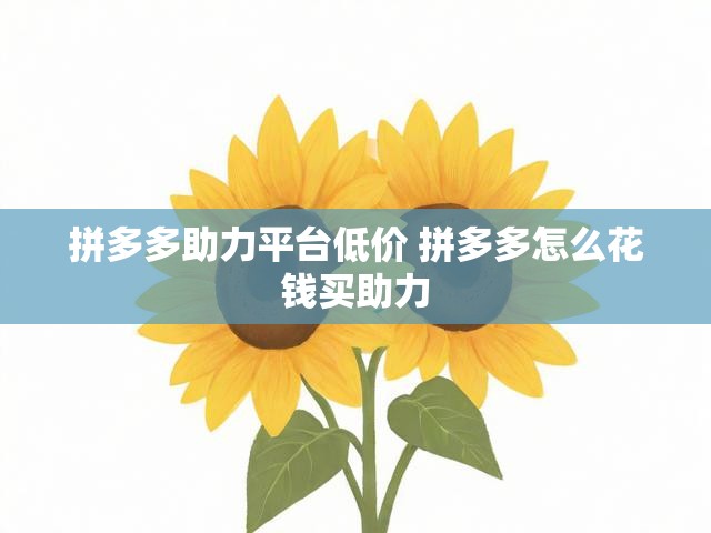 拼多多助力平台低价 拼多多怎么花钱买助力