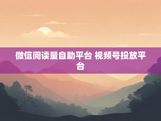 微信阅读量自助平台 视频号投放平台