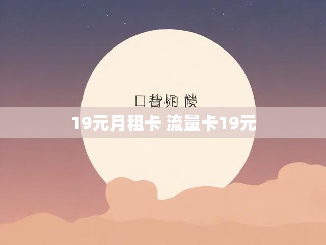 19元月租卡 流量卡19元