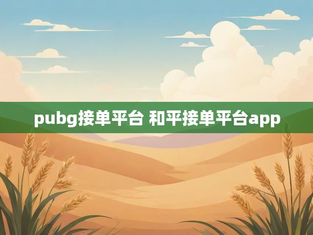 pubg接单平台 和平接单平台app
